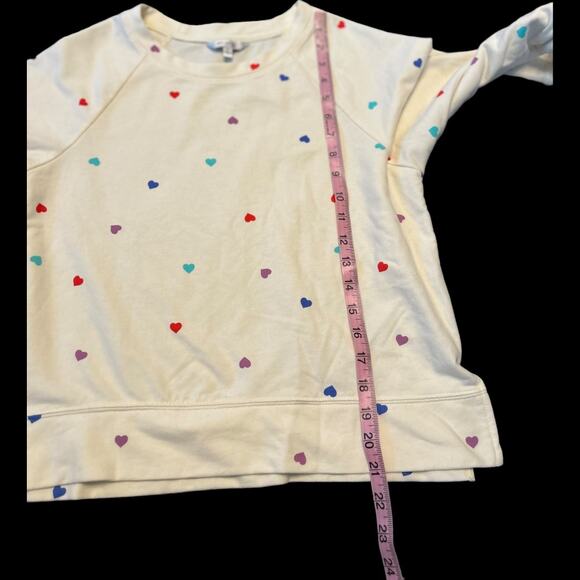 NWOT Wildfox Multicolored on Cream Heart Motif French Terry Sweatshirt Size S - Picture 3 of 7